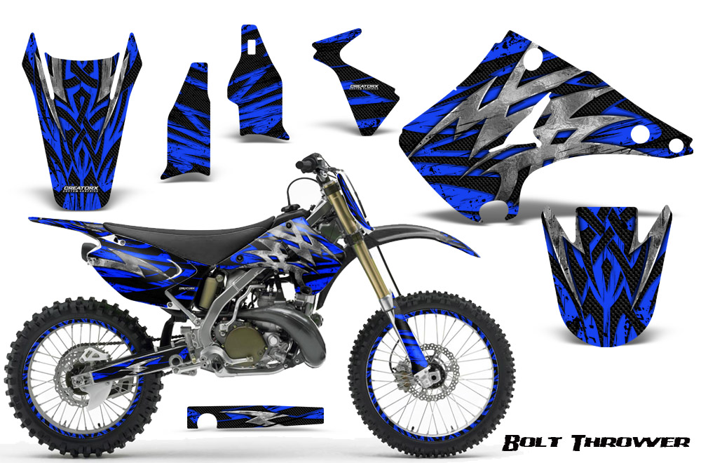 Kawasaki KX125 KX250 03-12 Graphics Kit Bolt Thrower Blue NP Rims